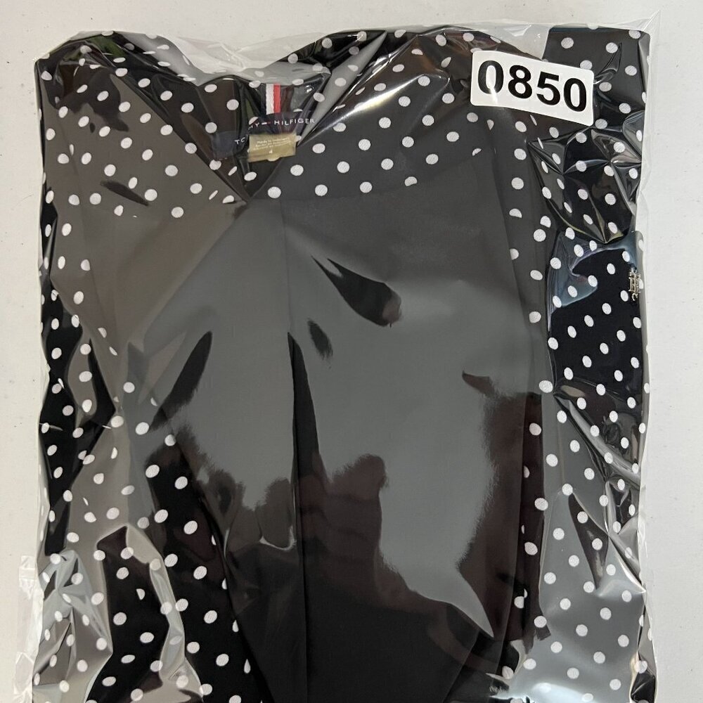 Tommy Hilfiger NEW Womens 4 Polka Dot Black White Logo Pin Blazer Career Wear - Picture 16 of 16